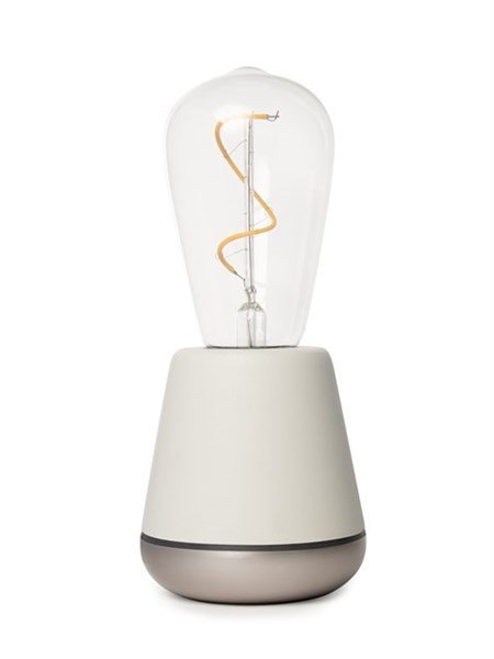 Tischlampe Humble Beige Milchglas mit Muster  in 3 Stufen dimmbar 100h Akku