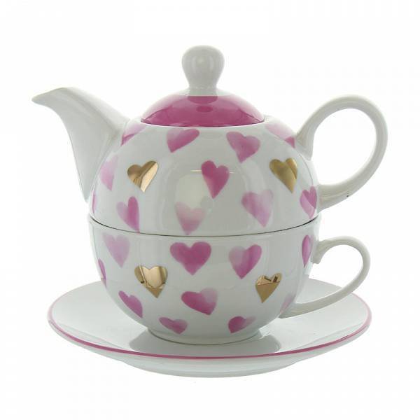 Tea for one Pink&Gold Hearts